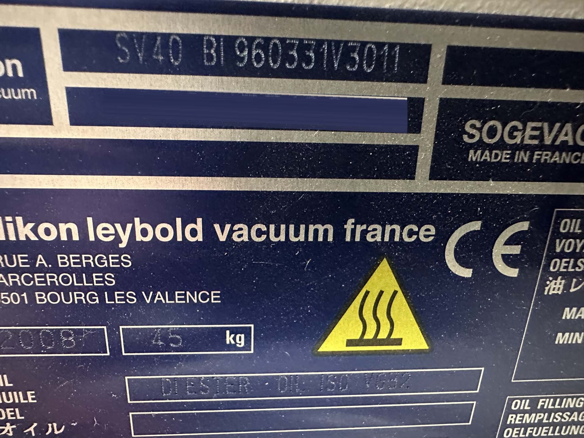 フォト（写真） 使用される OERLIKON LEYBOLD Sogevac SV40-SV65 BIFC 販売のために