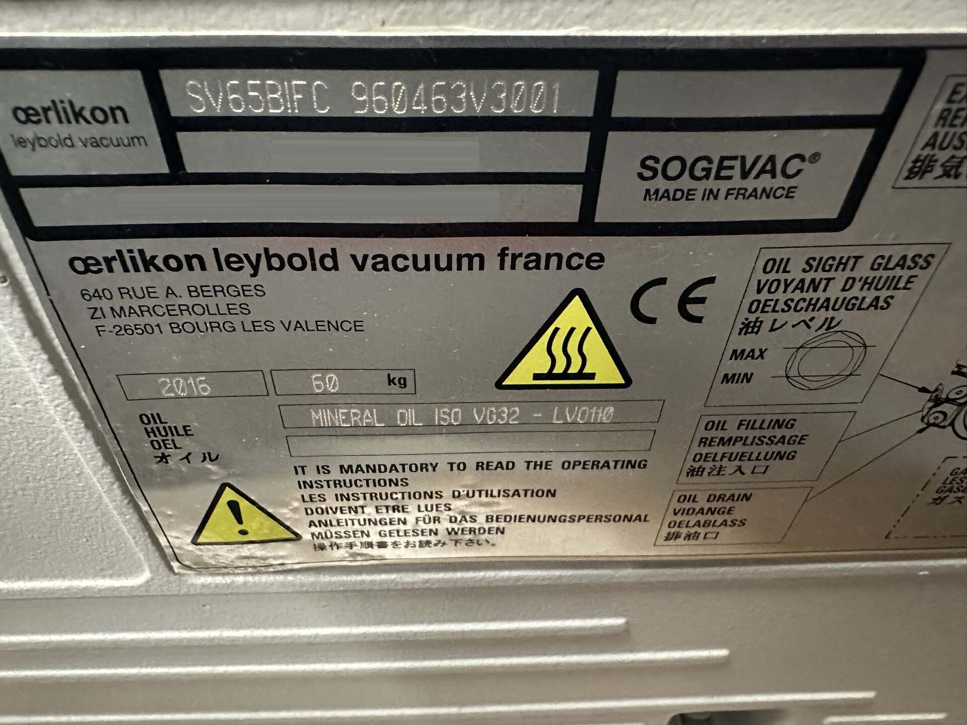 フォト（写真） 使用される OERLIKON LEYBOLD Sogevac SV40-SV65 BIFC 販売のために