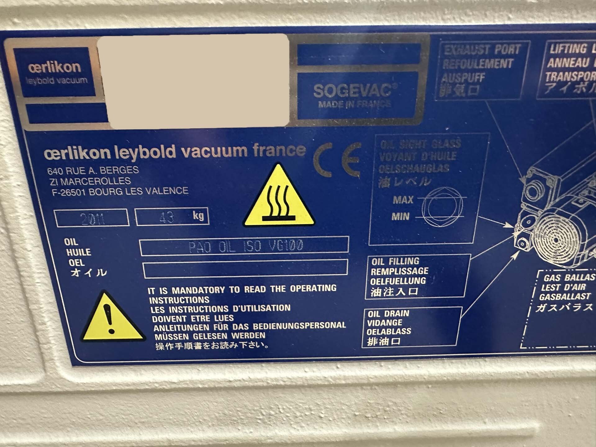 フォト（写真） 使用される OERLIKON LEYBOLD Sogevac SV40-SV65 BIFC 販売のために