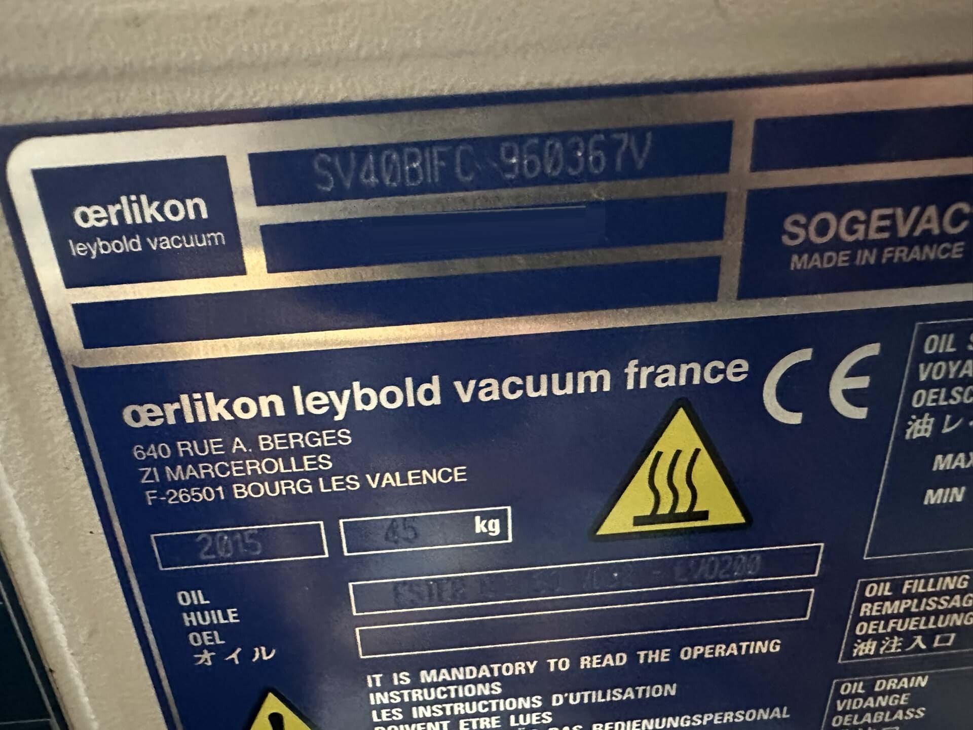 フォト（写真） 使用される OERLIKON LEYBOLD Sogevac SV40-SV65 BIFC 販売のために