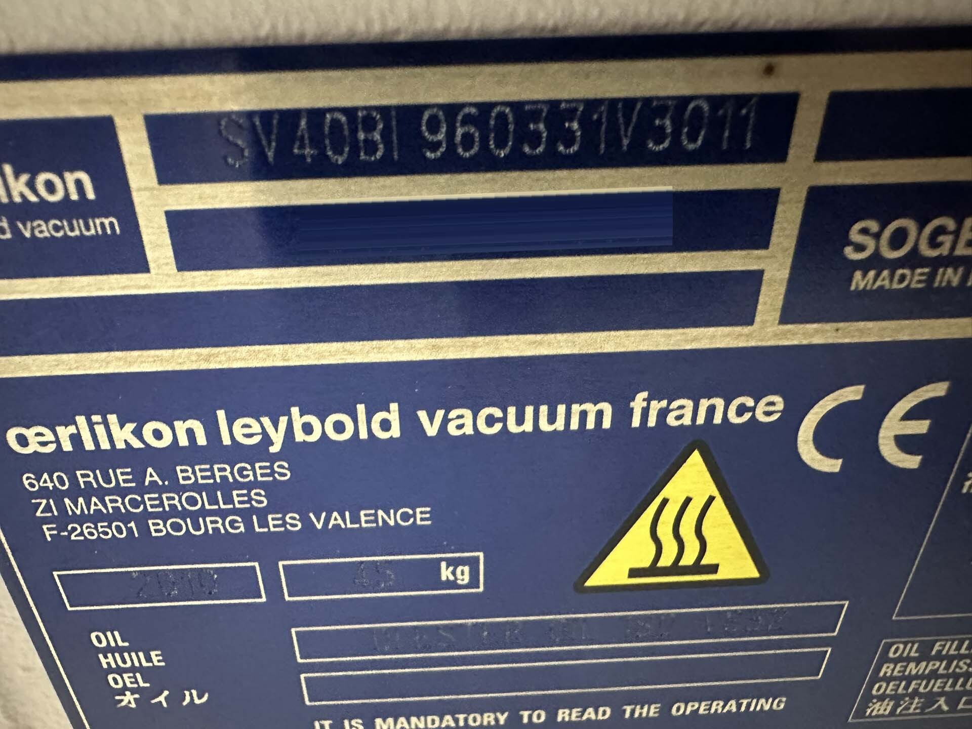 フォト（写真） 使用される OERLIKON LEYBOLD Sogevac SV40-SV65 BIFC 販売のために