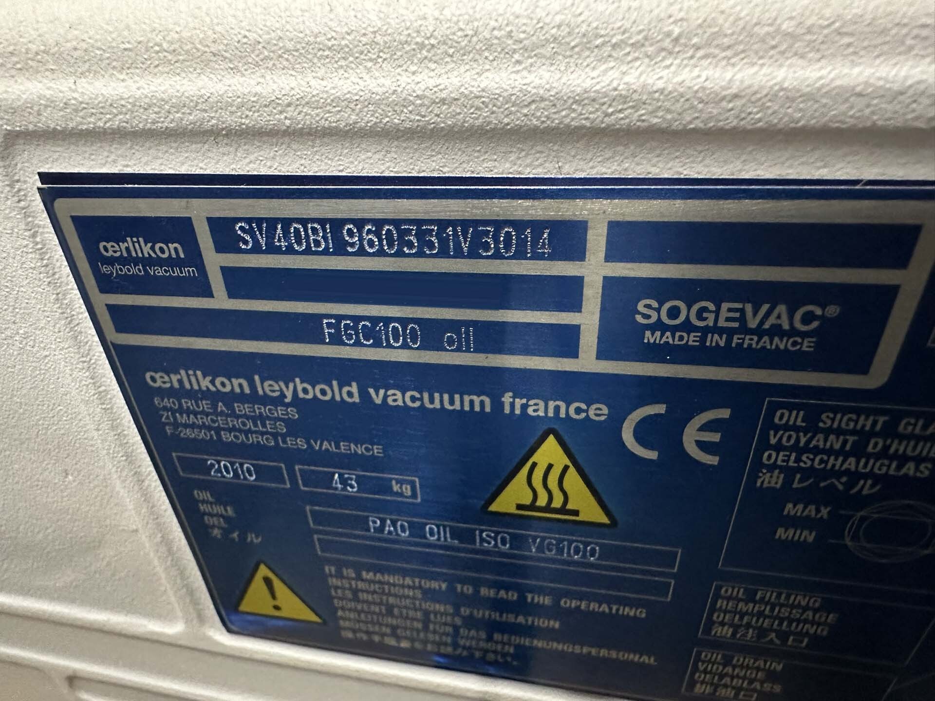 フォト（写真） 使用される OERLIKON LEYBOLD Sogevac SV40-SV65 BIFC 販売のために