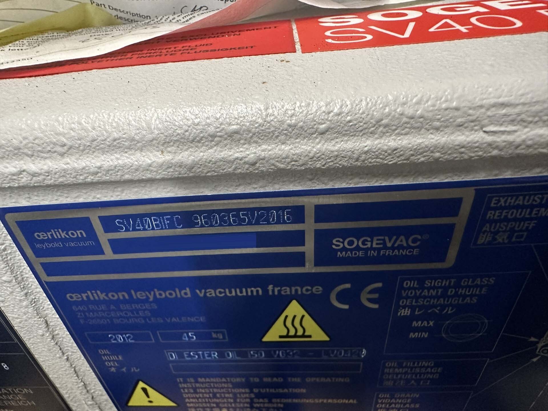 フォト（写真） 使用される OERLIKON LEYBOLD Sogevac SV40-SV65 BIFC 販売のために