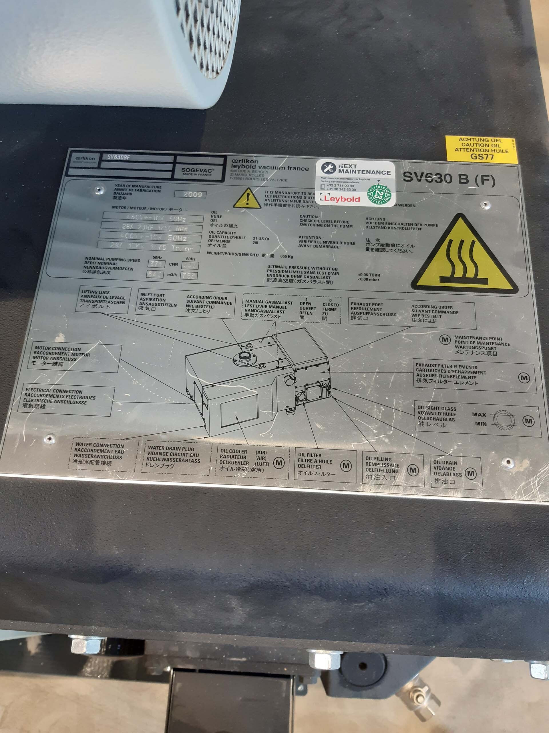 图为 已使用的 OERLIKON LEYBOLD Sogevac SV630B 待售