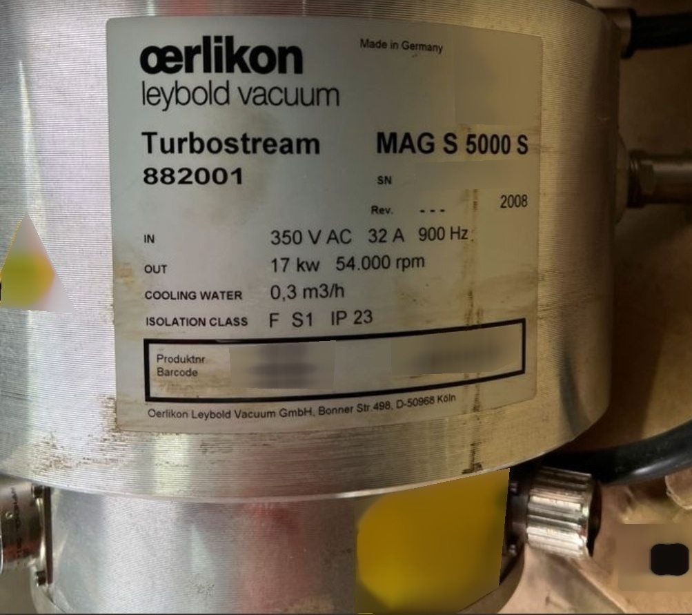 Photo Used OERLIKON / LEYBOLD Turbostream 882001 MAG S 5000 S For Sale