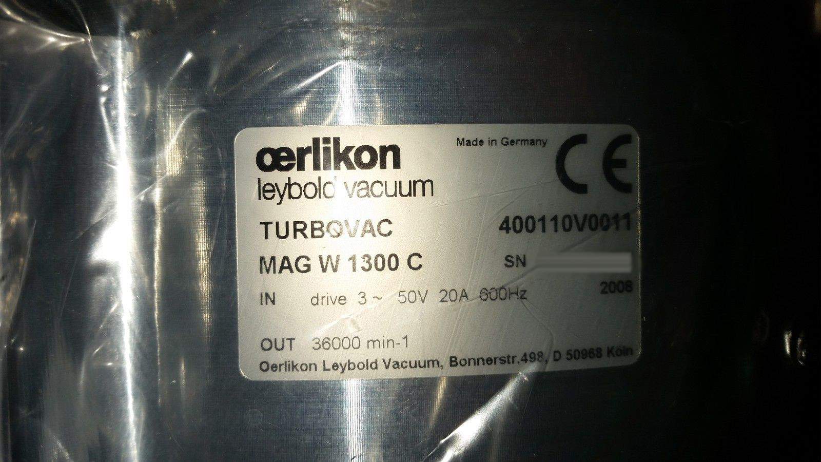 Photo Used OERLIKON LEYBOLD Turbovac For Sale