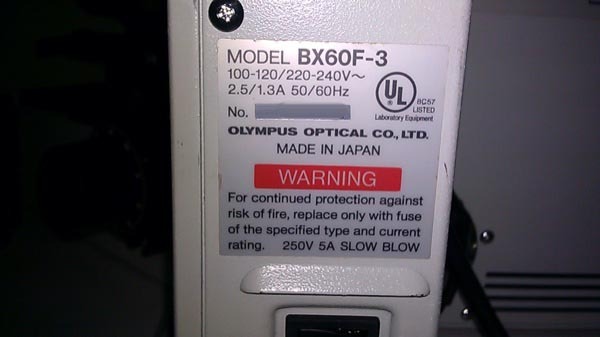 Photo Used OLYMPUS BX60F-3 For Sale