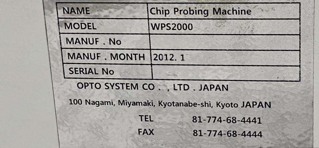 Photo Utilisé OPTO SYSTEMS WPS 2000 À vendre