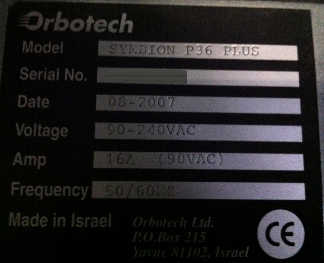 Foto Verwendet ORBOTECH Symbion P-36 Plus Zum Verkauf