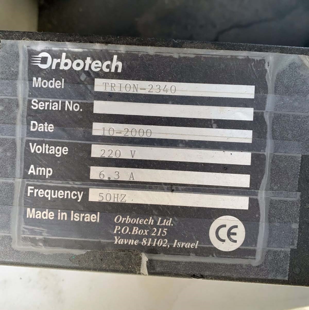 Photo Used ORBOTECH Trion 2340 For Sale