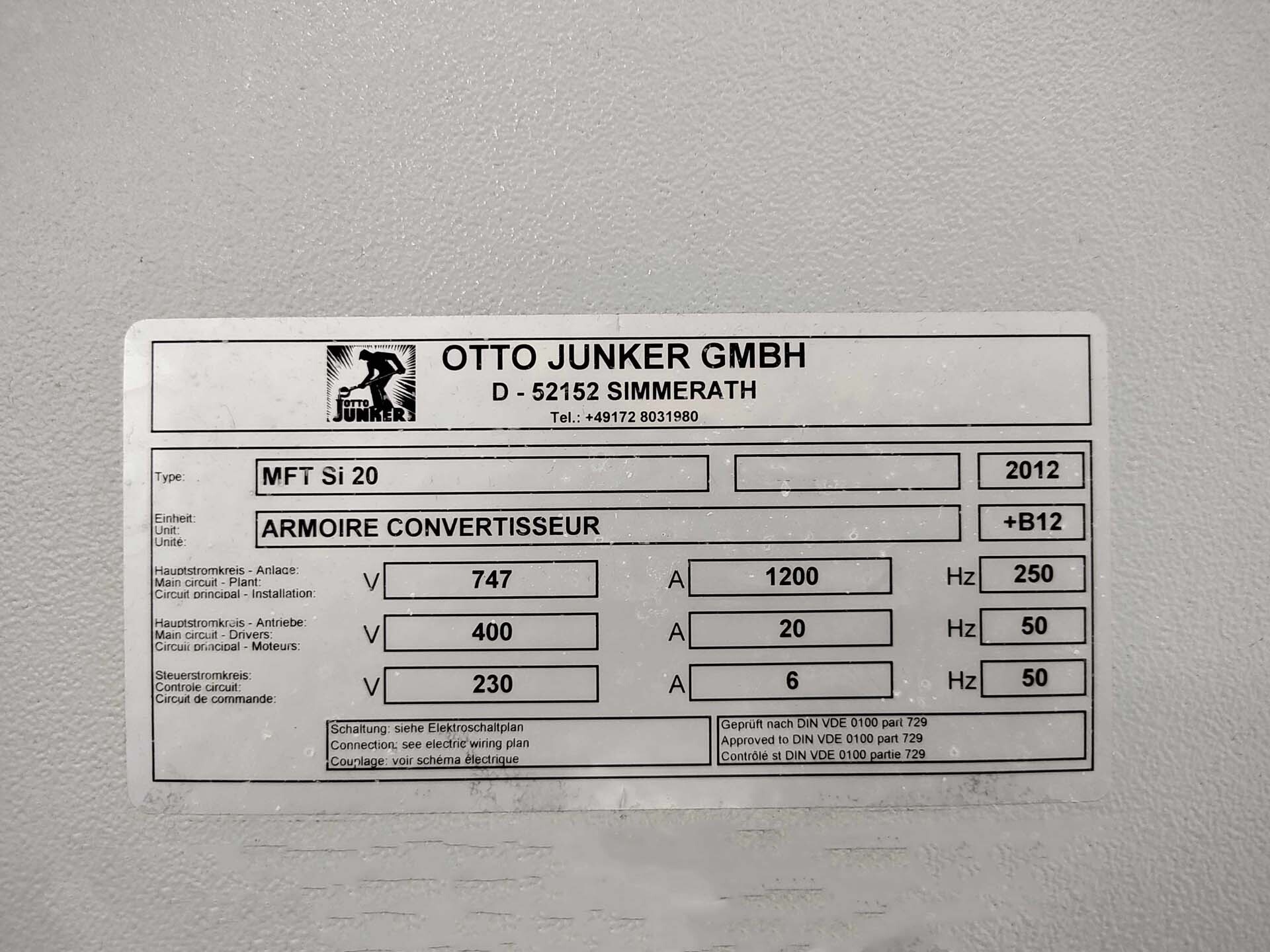 Photo Used OTTO JUNKER MFT Si 20 For Sale