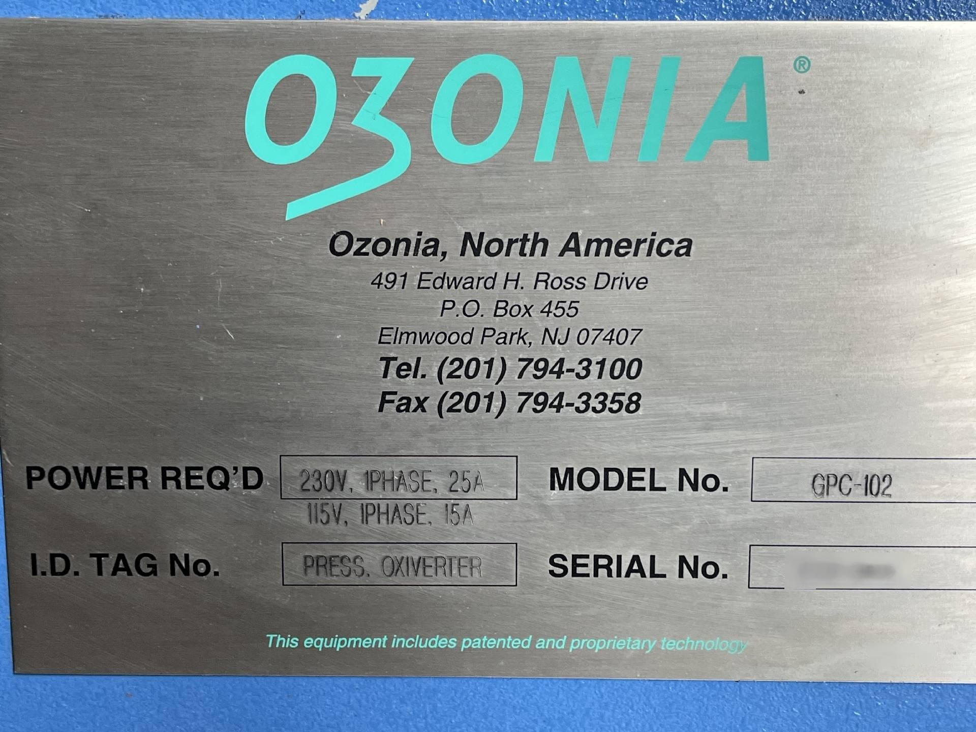 图为 已使用的 OZONIA GPC-102 待售