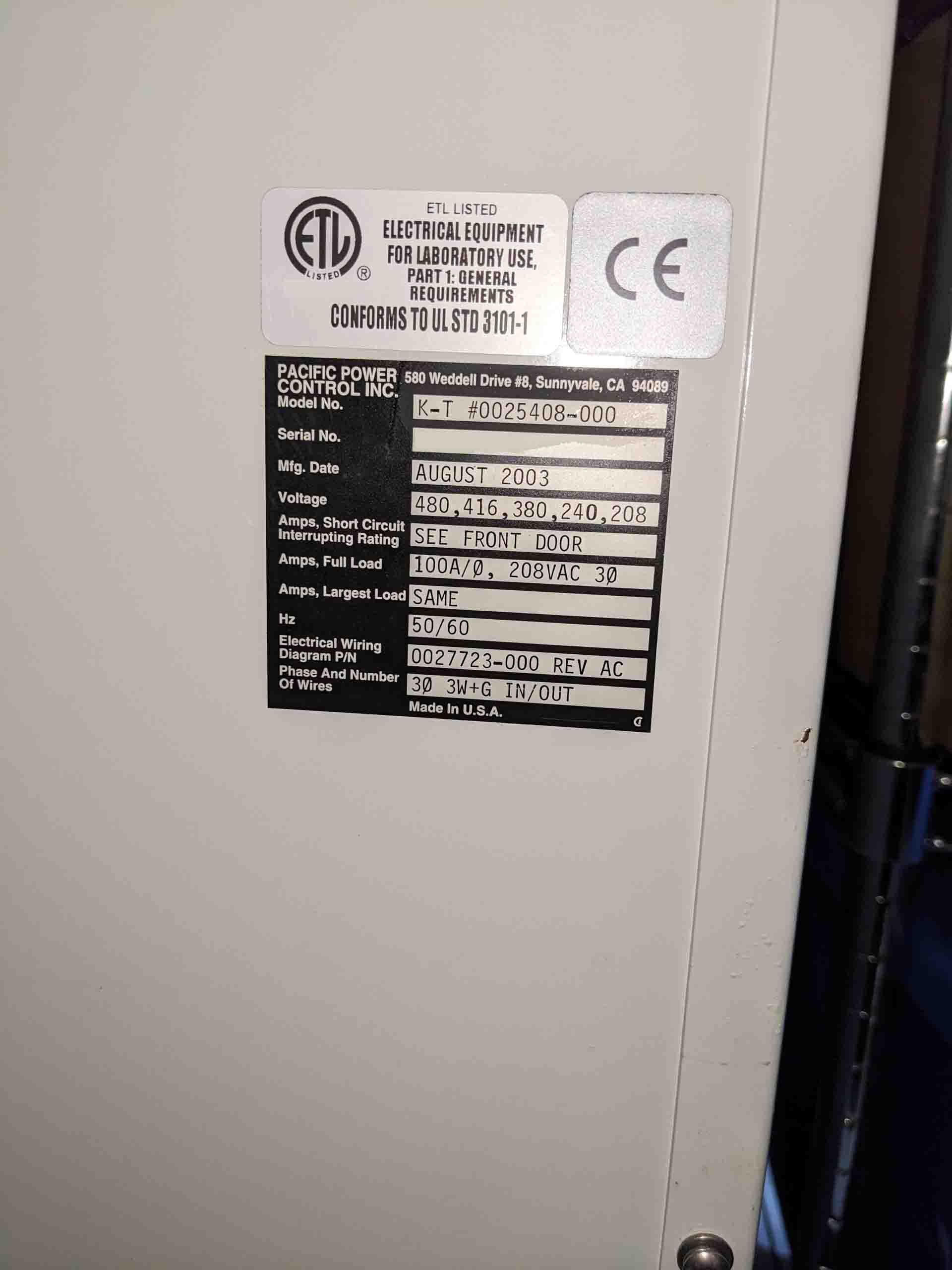 图为 已使用的 PACIFIC POWER CONTROL  K-T 0025408 待售