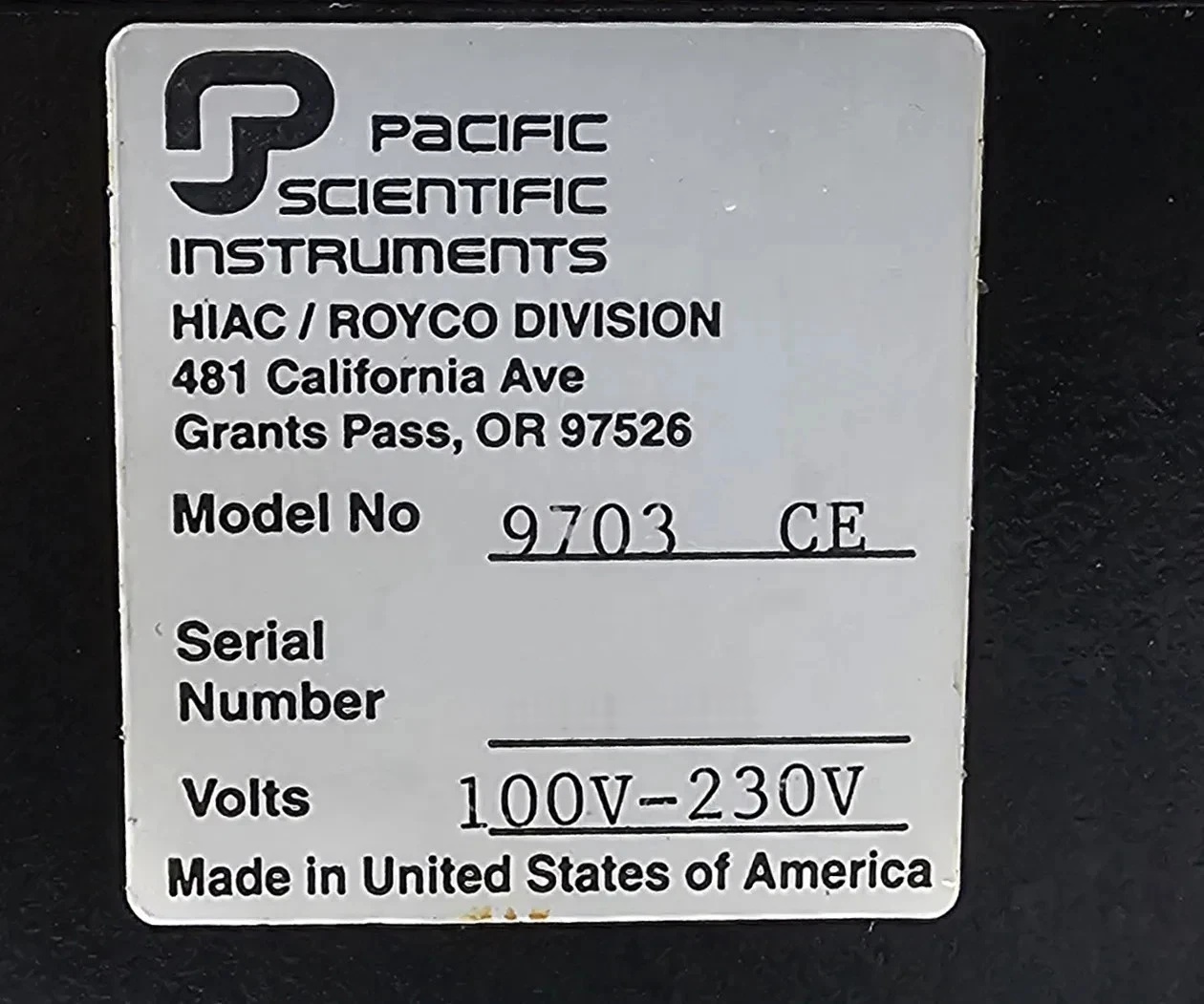 사진 사용됨 PACIFIC SCIENTIFIC 9703 CE 판매용