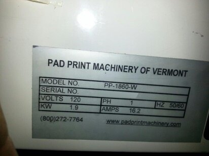 PAD PRINT MACHINERY PP-1860-W #9034578