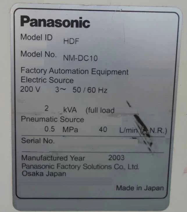 PANASONIC HDF NM-DC10 used for sale price #9169642, 2003 > buy