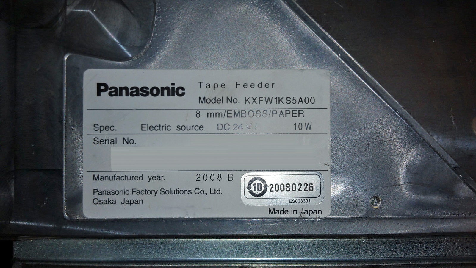 Photo Used PANASONIC KXFW1KS5A00 For Sale