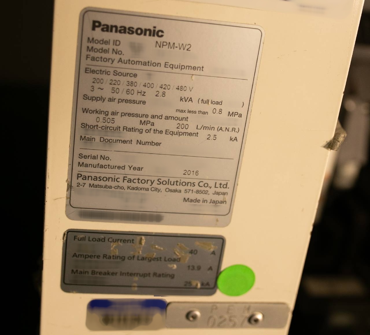 Photo Utilisé PANASONIC NPM-W2 À vendre