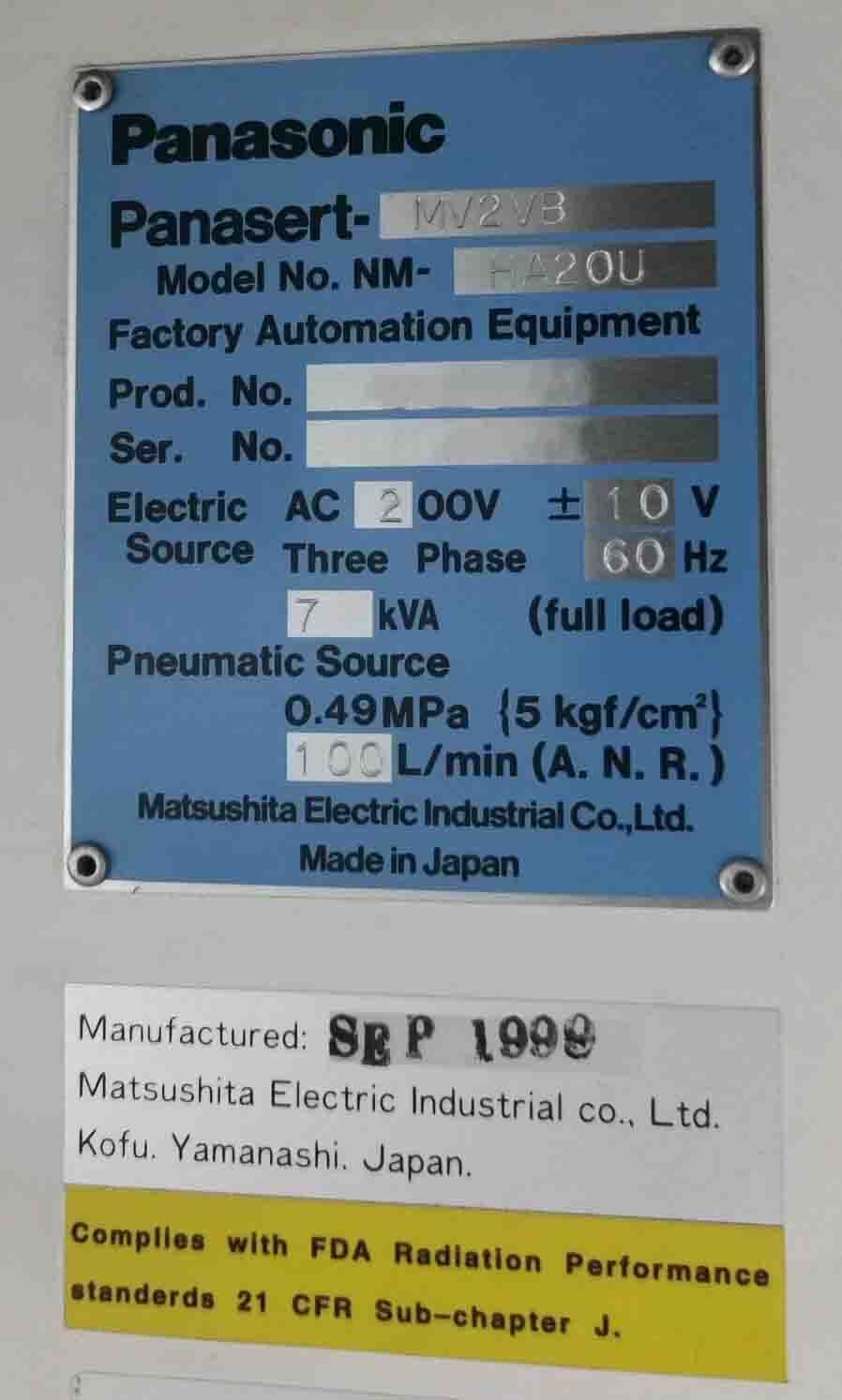 图为 已使用的 PANASONIC Panasert MV2VB 待售