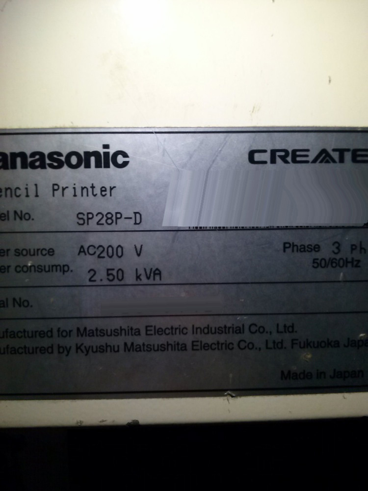 Photo Used PANASONIC SP28P-D For Sale