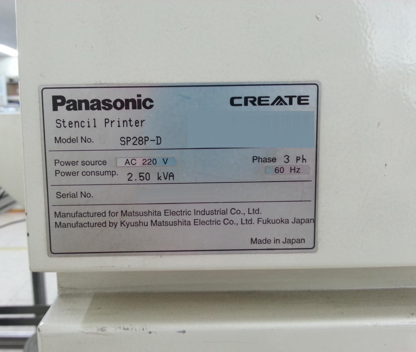 Photo Utilisé PANASONIC SP28P-D À vendre