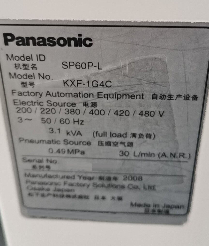 图为 已使用的 PANASONIC SP60P-L 待售