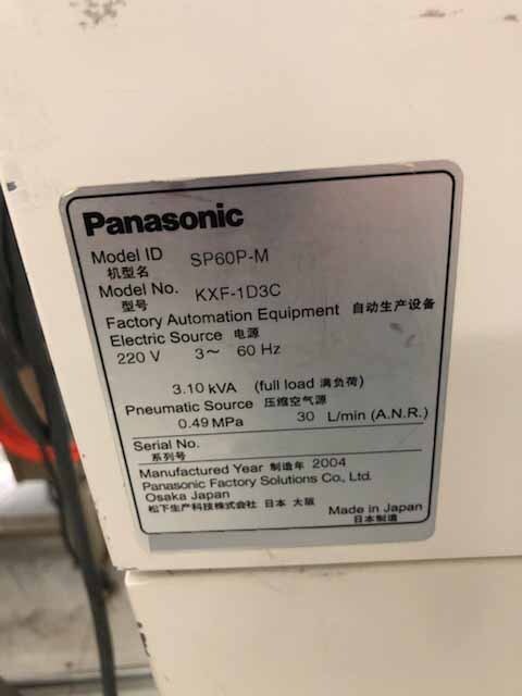 Photo Used PANASONIC SP60P-M For Sale