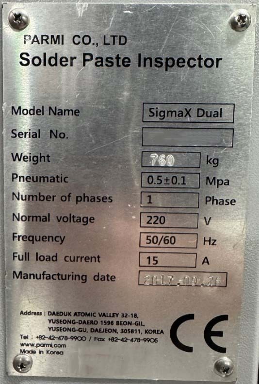 图为 已使用的 PARMI SigmaX Dual 待售