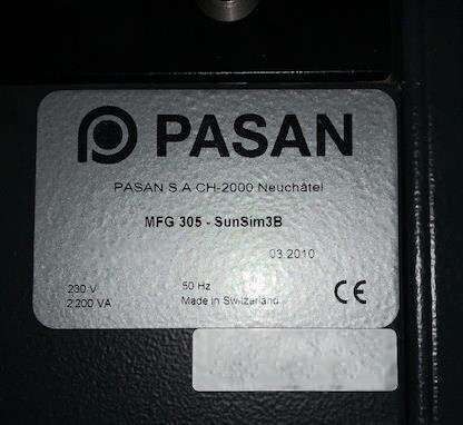 圖為 已使用的 PASAN / SUN SIMULATOR SunSim 3B 待售