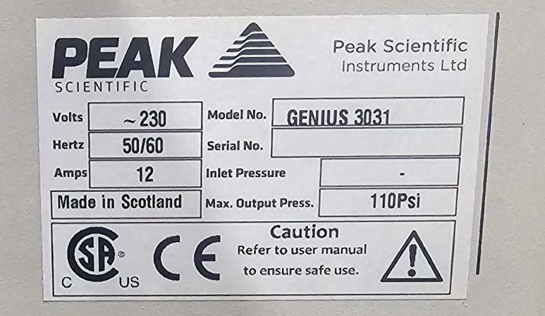 フォト（写真） 使用される PEAK SCIENTIFIC Genius 3031 販売のために