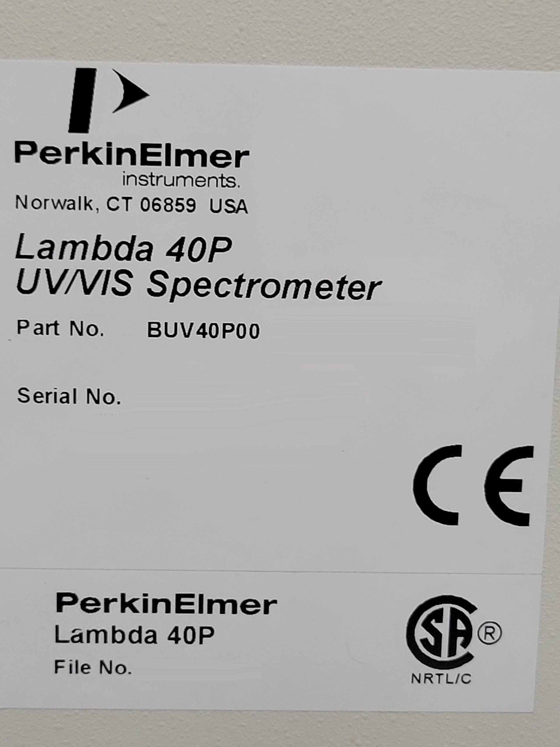 圖為 已使用的 PERKIN ELMER Lambda 40 待售