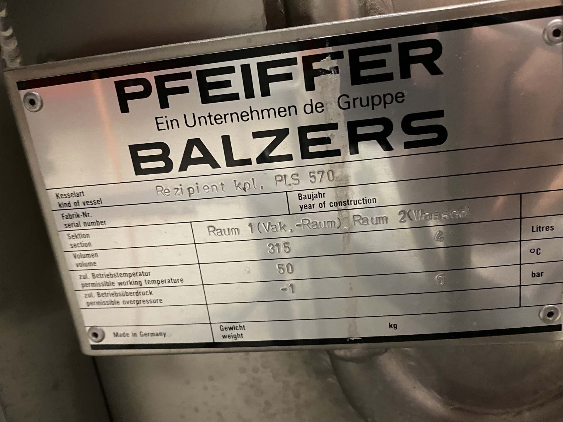 圖為 已使用的 PFEIFFER / BALZERS PLS 570 待售