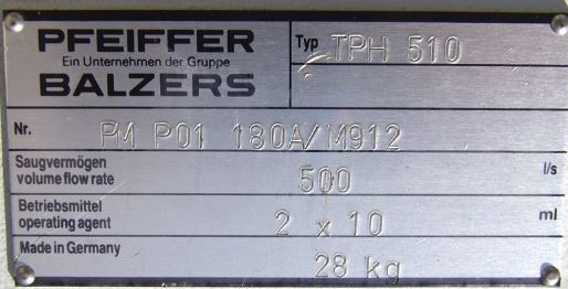 Photo Used PFEIFFER / BALZERS TCP 380 For Sale