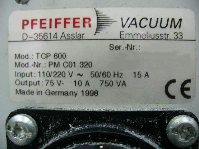 사진 사용됨 PFEIFFER / BALZERS TCP 600 판매용