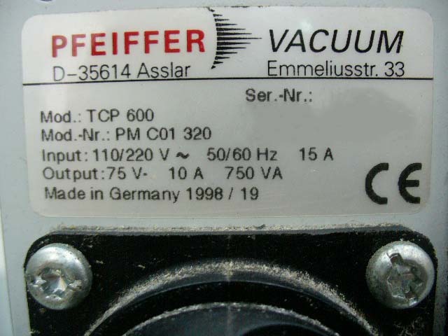 사진 사용됨 PFEIFFER / BALZERS TCP 600 판매용