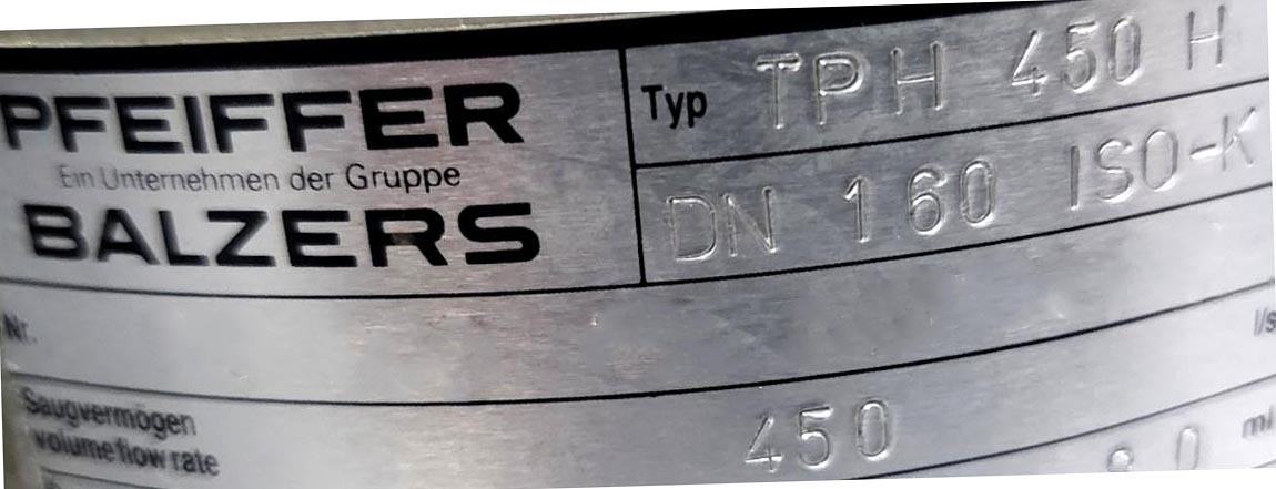 Foto Verwendet PFEIFFER / BALZERS TPH 450H Zum Verkauf