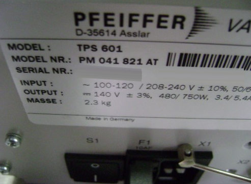 圖為 已使用的 PFEIFFER TPS 601 待售