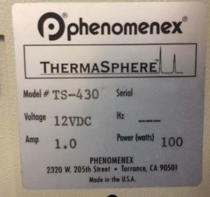 Photo Used PHENOMENEX / THERMASPHERE TS-430 For Sale