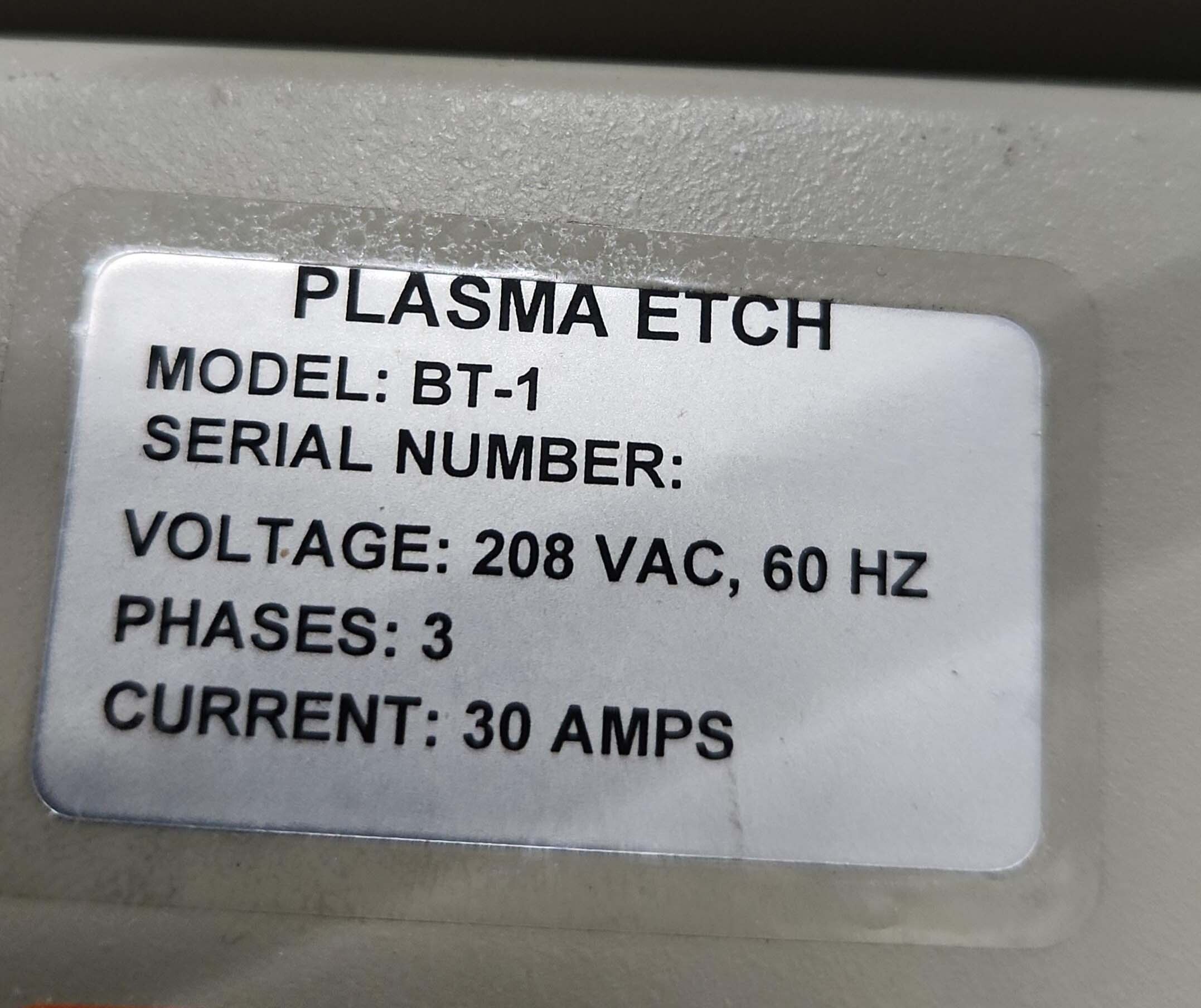 Photo Used PLASMA ETCH BT-1 For Sale