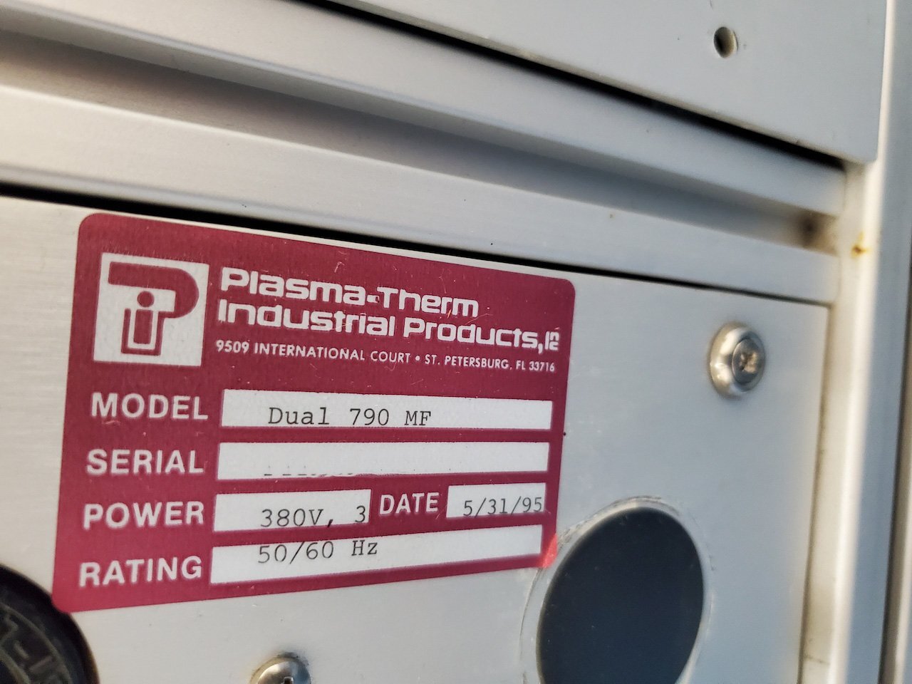 Photo Used PLASMATHERM / UNAXIS 790 For Sale