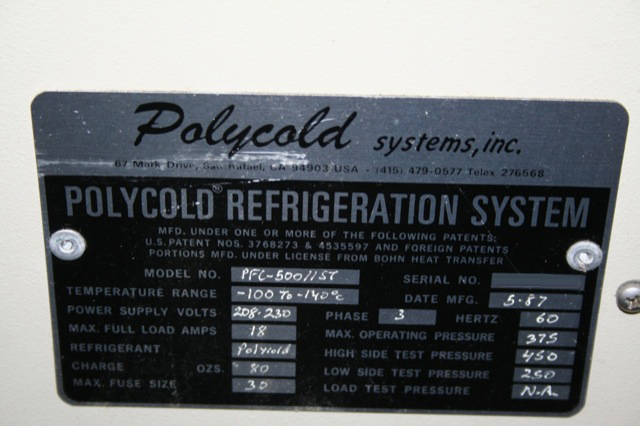 Photo Used POLYCOLD PFC 500-11ST For Sale