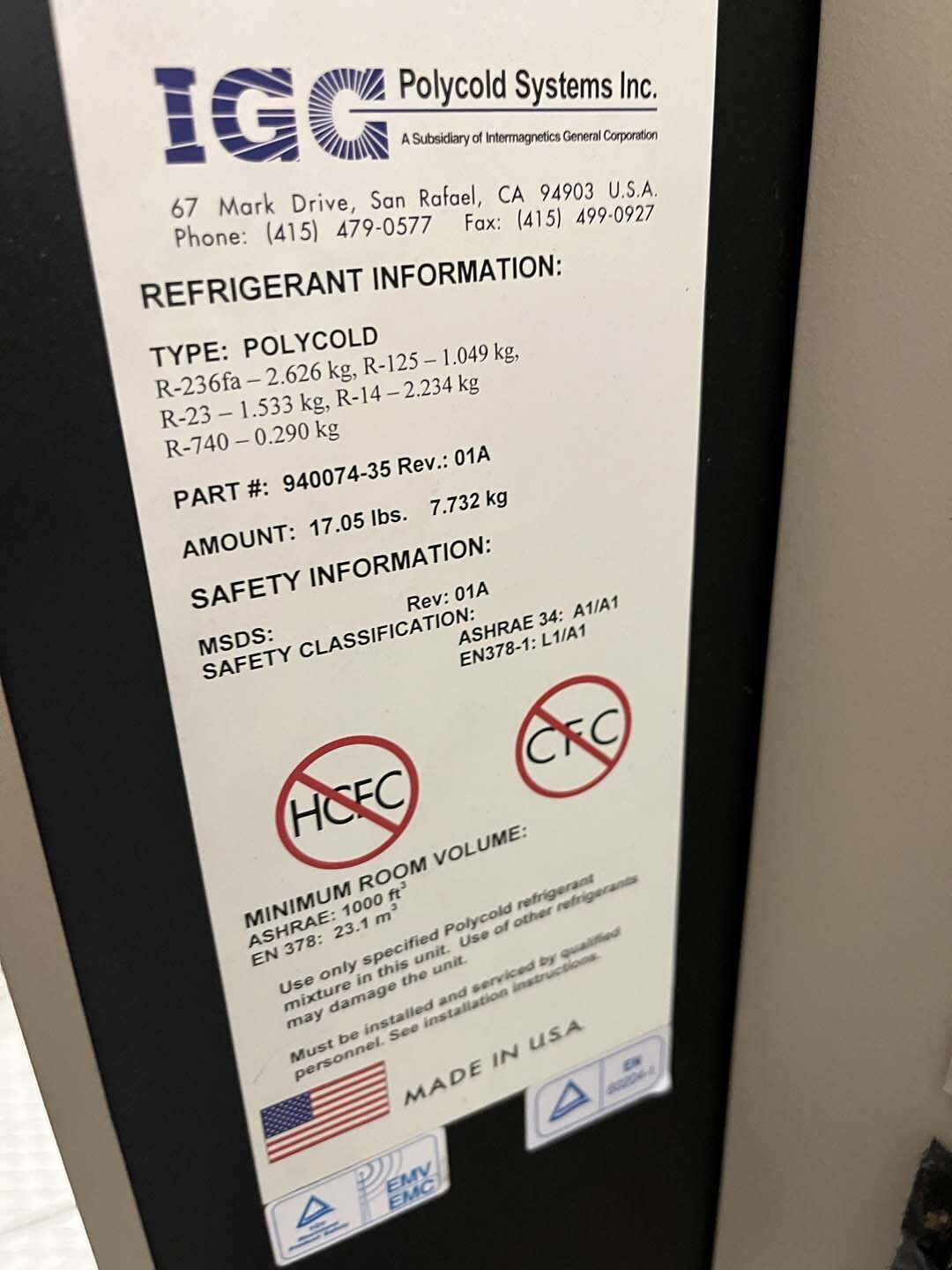 Photo Utilisé POLYCOLD PFC/PFC-1102 HC À vendre