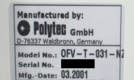 Photo Used POLYTEC VCT 72 / OFV-T-031 For Sale