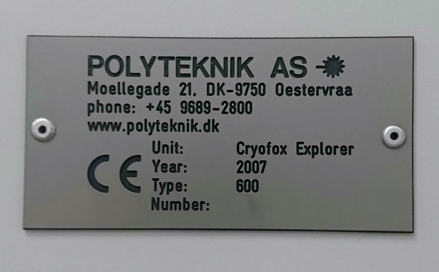 圖為 已使用的 POLYTEKNIK Cryofox Explorer 600 待售