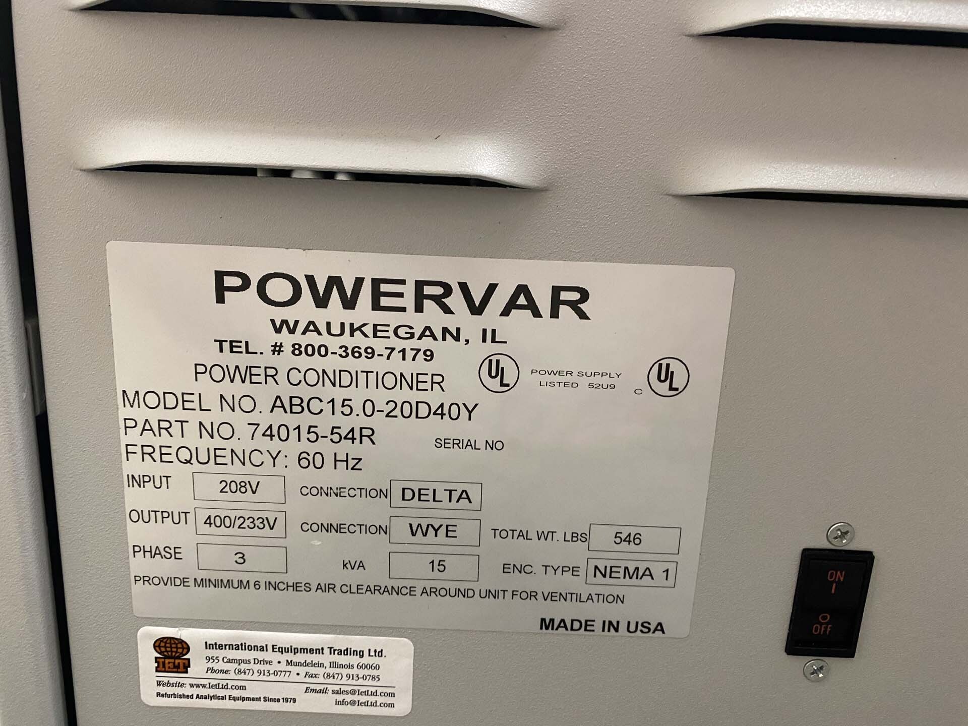 フォト（写真） 使用される POWERVAR ABC15.0-20D40Y 販売のために