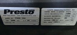 圖為 已使用的 PRESTO LIFTS PPS2200-125AS 待售