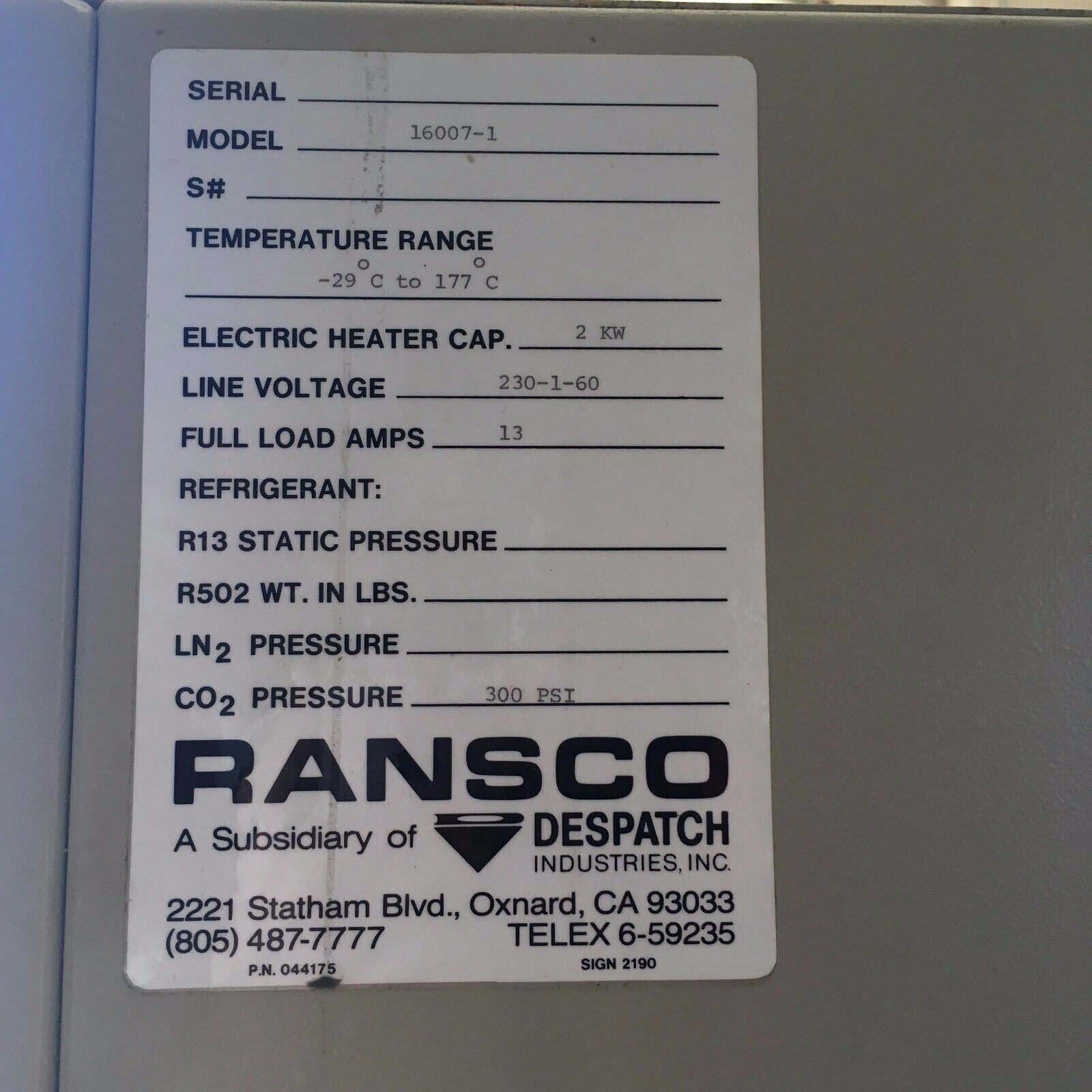 Photo Used RANSCO 16007-1 For Sale