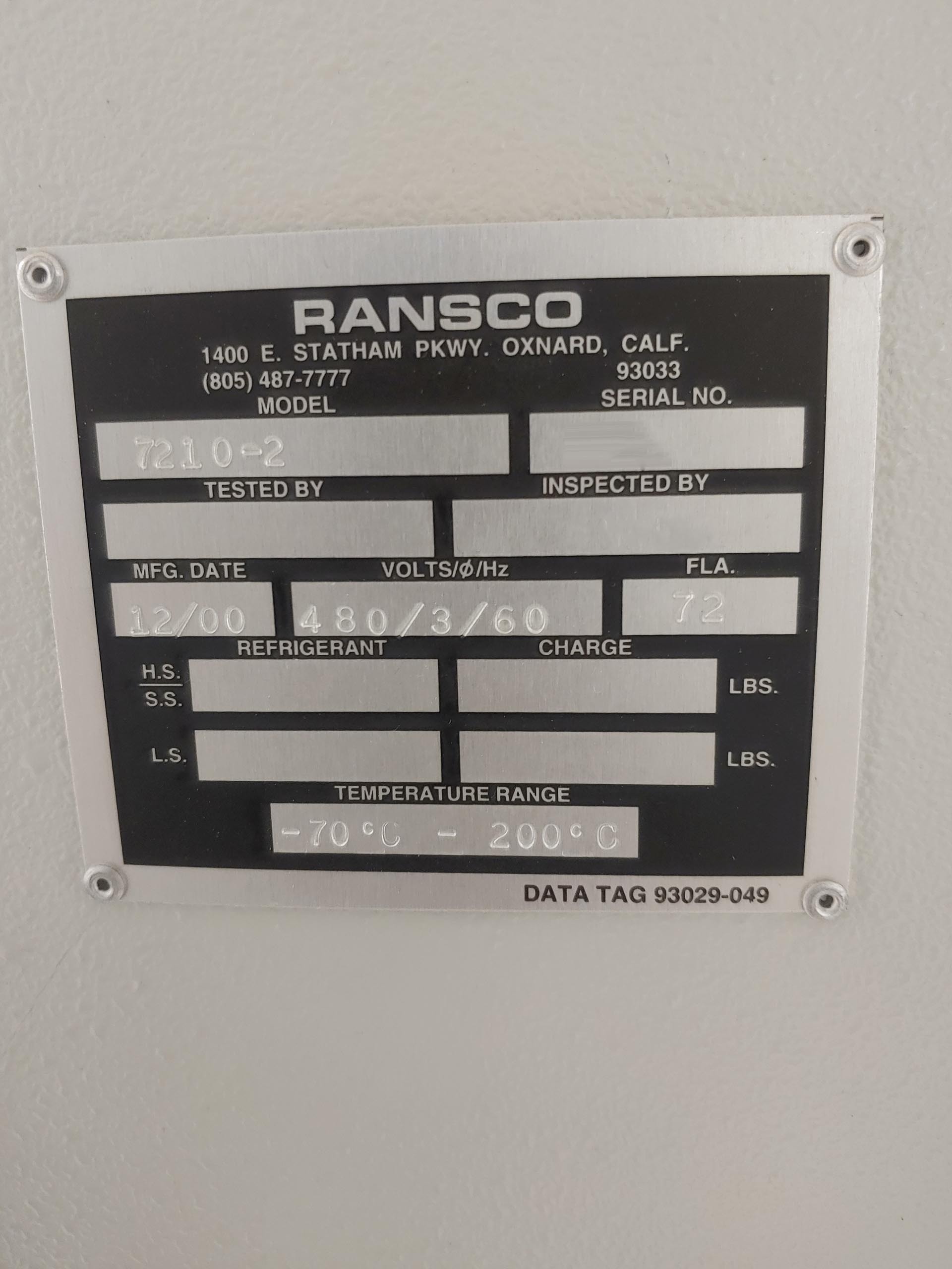 Photo Used RANSCO 7110-2 For Sale