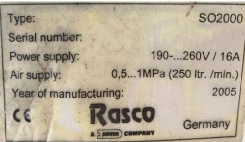 Foto Verwendet RASCO SO 2000 Zum Verkauf