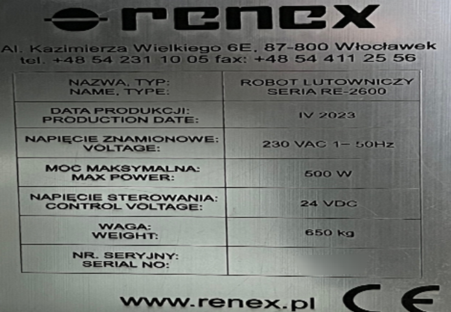 Photo Used RENEX RE-2600 For Sale
